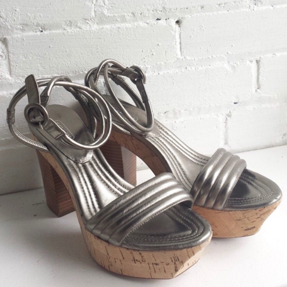 Strappy Silver Coach Platform Sandals